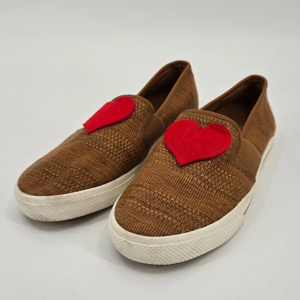 Lauren Ralph Lauren‎ Jinny Heart Patch Tweed Slip-On Sneakers 7B EU 37.5